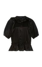 Simone Rocha Ruffled Silk-satin Peplum Top