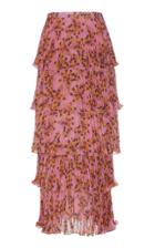Alexis Fleura Printed Pleated Georgette Midi Skirt