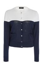 Paule Ka Colorblock Silk And Cotton Knit Cardigan