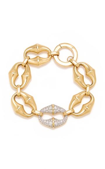 Moda Operandi Vram 18k Yellow Gold And Platinum Chrona Link Bracelet With Diamonds