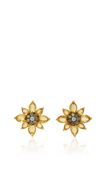 Bronia Yellow Gold Flower Earrings