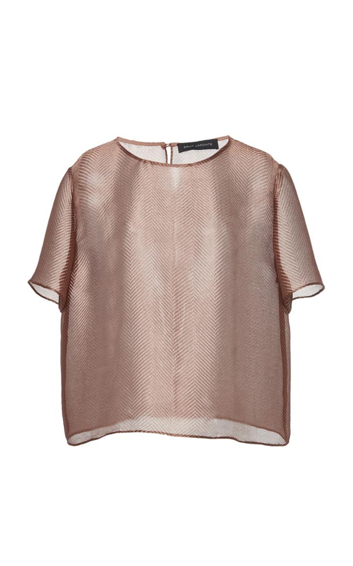Sally Lapointe Metallic Silk Herringbone Crewneck Boxy Tee