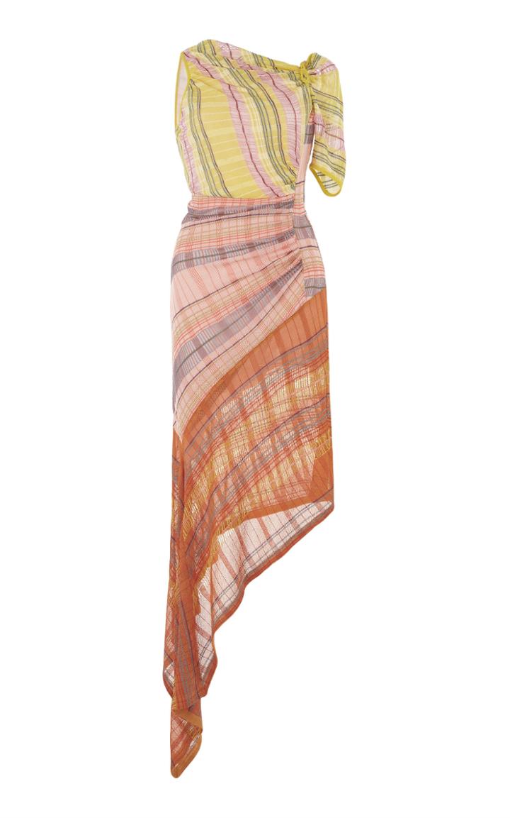 Peter Pilotto Lace Check Knit Asymmetric Dress