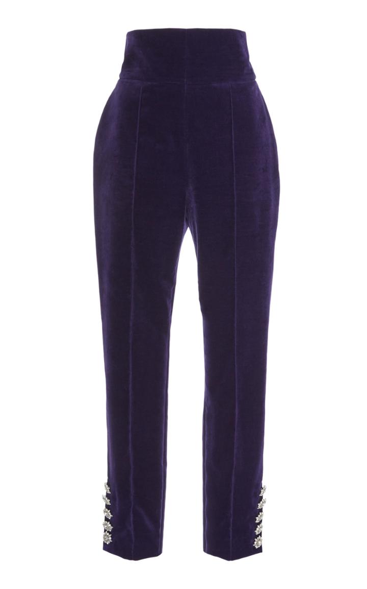 Alexandre Vauthier High Waisted Velvet Cropped Pant