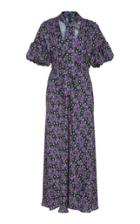 Lela Rose Tie Neck Dress With Puff Sleeve