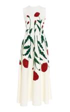 Oscar De La Renta Poppy Wool-blend Midi Dress