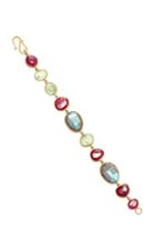 Bahina 18k Gold, Labradorite, Praynite And Ruby Bracelet