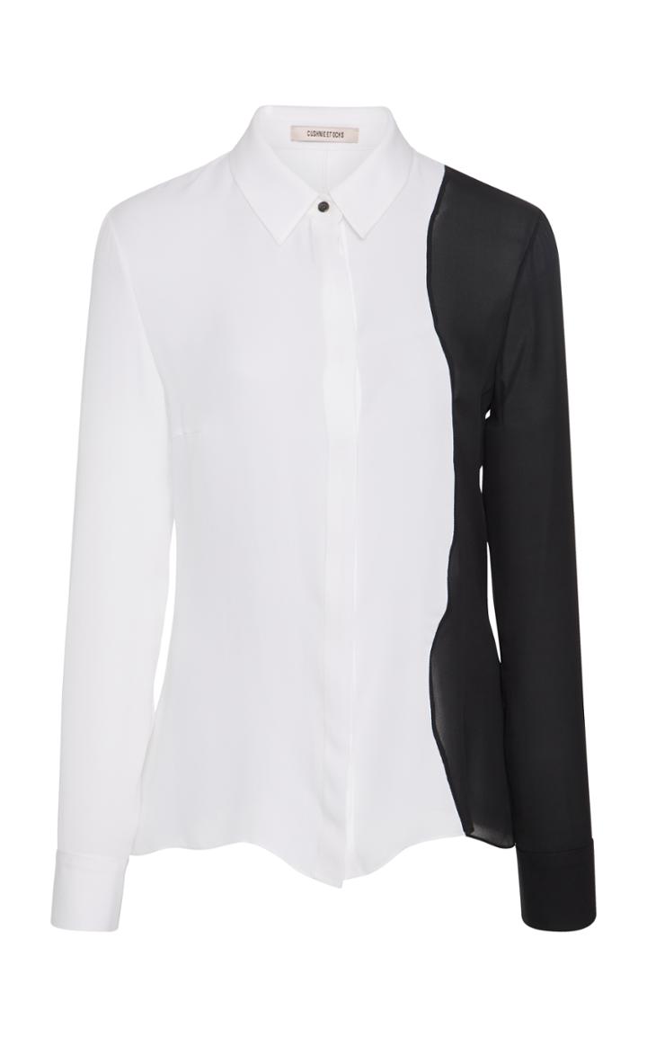 Cushnie Et Ochs Ada Color Block Double Georgette Blouse