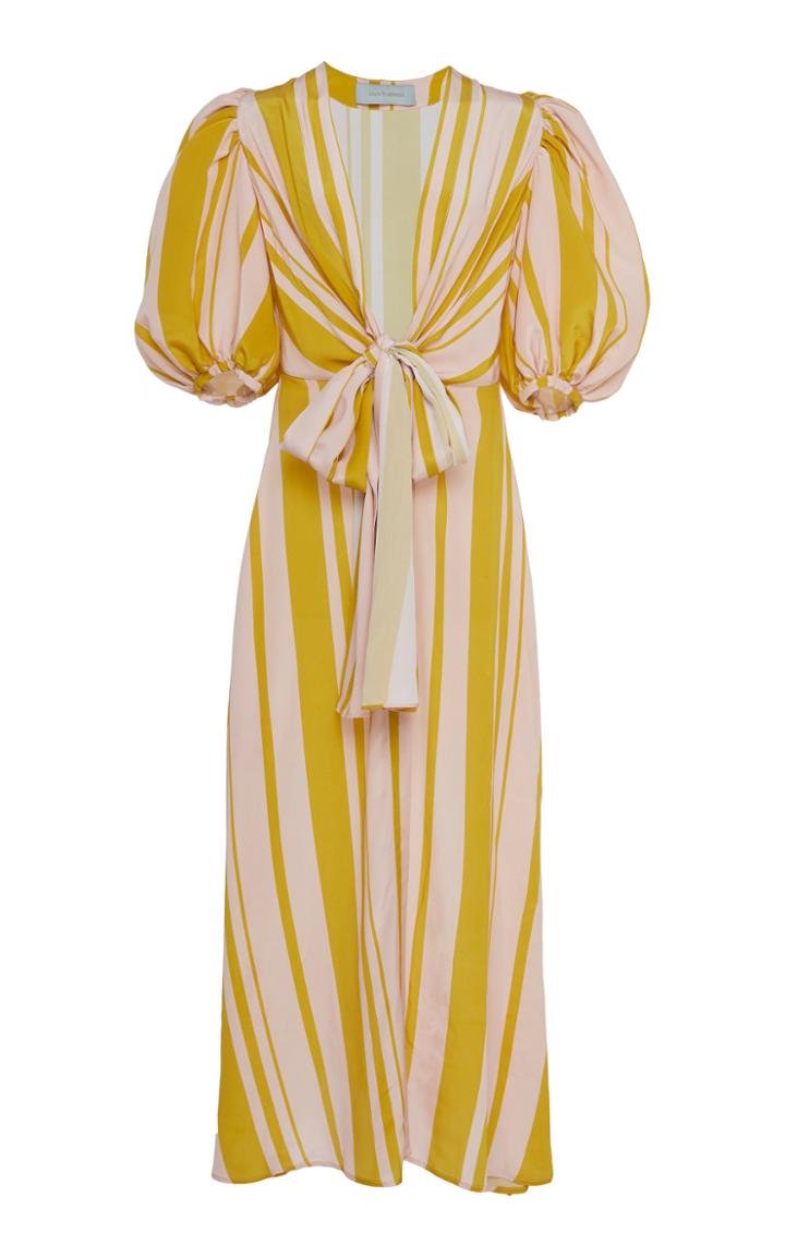 Silvia Tcherassi Fidelia Tie-front Striped Silk Crepe De Chine Maxi Dr