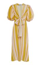 Silvia Tcherassi Fidelia Tie-front Striped Silk Crepe De Chine Maxi Dr