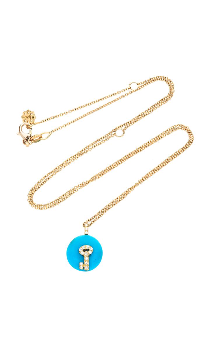 Noush Jewelry Coexist Secret Key On Turquoise Necklace