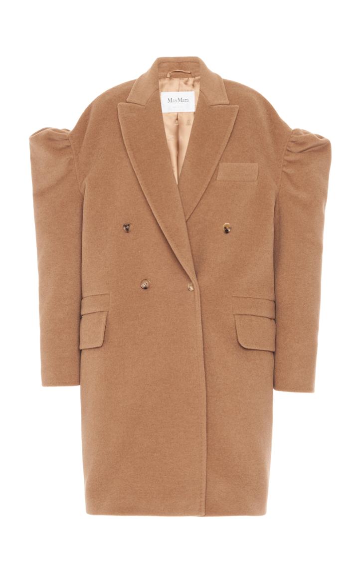 Moda Operandi Max Mara Gabry Statement Shoulder Camelhair Double-breasted Coat