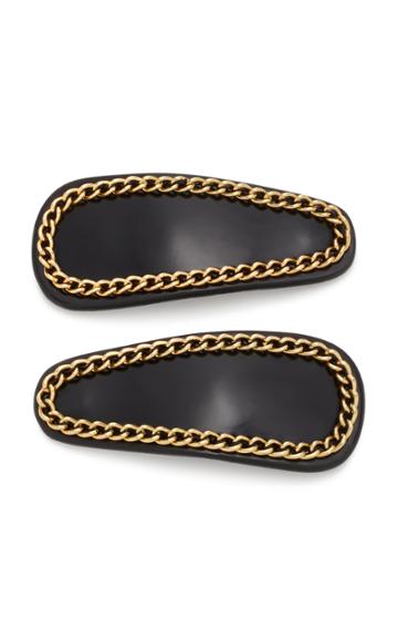 Deborah Pagani Set-of-two Small Chain-embellished Patent Leather Hair