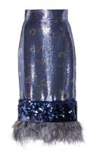 Johanna Ortiz Aquaviva Feather Hem Sequin Skirt