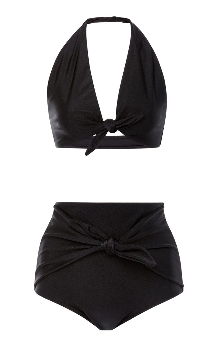 Adriana Degreas Knotted Halterneck High Waist Bikini Set