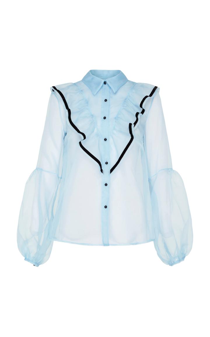 Macgraw Love Bird Ruffled Silk Organza Blouse