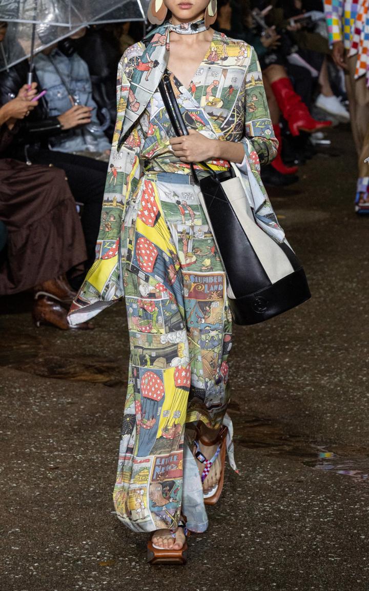 Moda Operandi Lanvin Little Nemo Printed Satin Maxi Dress Size: 36