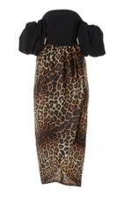 Christian Siriano Contrast Off-the-shoulder Leopard Organza Dress