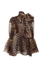 Christian Siriano Leopard Silk Organza Mini Dress