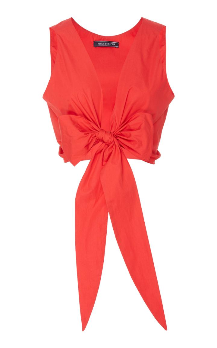 Mds Stripes Everything Cotton Bow-detail Crop Top
