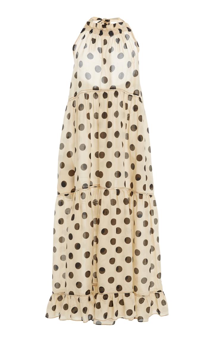 Lee Mathews Minnie Spot Silk Cotton Halter Dress