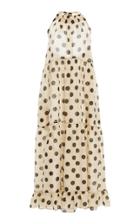 Lee Mathews Minnie Spot Silk Cotton Halter Dress