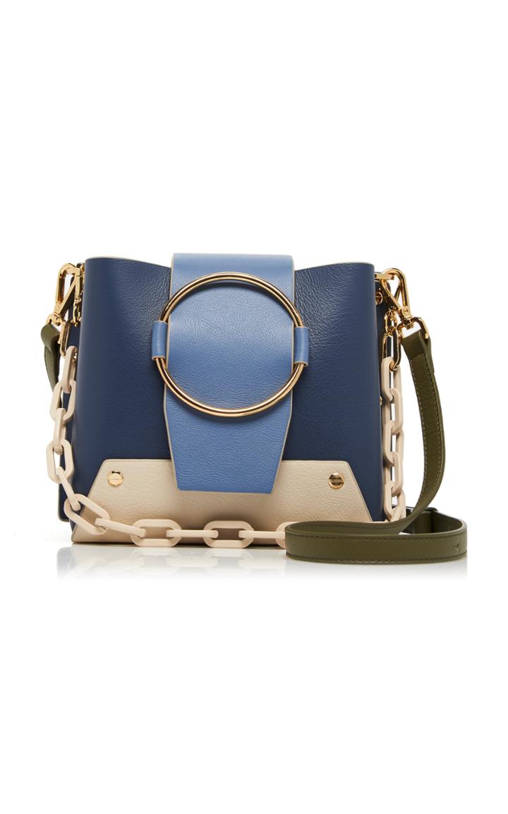 Yuzefi Delila Color-block Textured Leather Shoulder Bag