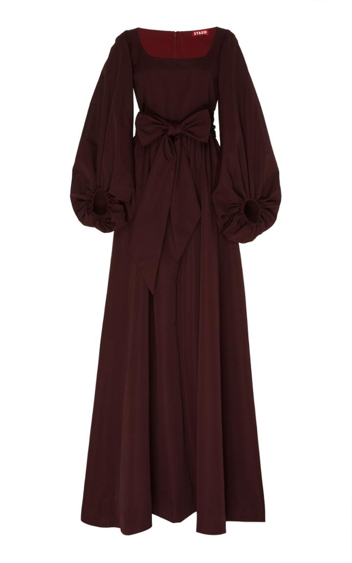 Staud Oyster Grosgrain Belted Maxi Dress