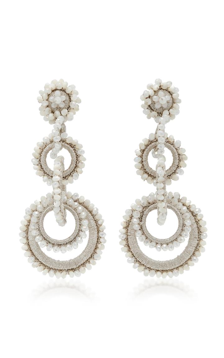 Bibi Marini White Crystal And Mother Of Pearl Sundrop Earrings