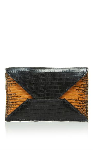 Metalskin Black And Orange Envelope Clutch