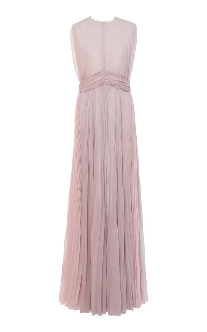 Tre By Natalie Ratabesi The Bon Bon High-necked Pleated Chiffon Gown