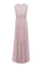 Tre By Natalie Ratabesi The Bon Bon High-necked Pleated Chiffon Gown