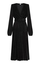 Moda Operandi Rebecca Vallance Viper Belted Pleated Metallic Velvet Midi Dress
