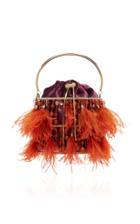 Rosantica Gea Feather Accented Brass Bag