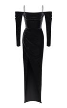 Rasario Cold Shoulder Silk-blend Velvet Corset Gown
