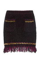 Versace Fringe Hem Tweed Skirt