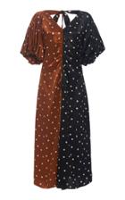 Lee Mathews Talulah Two-tone Polka-dot Silk Dress