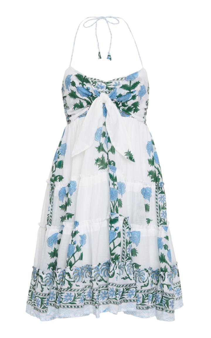 Juliet Dunn Poppy Print Cotton Mini Dress