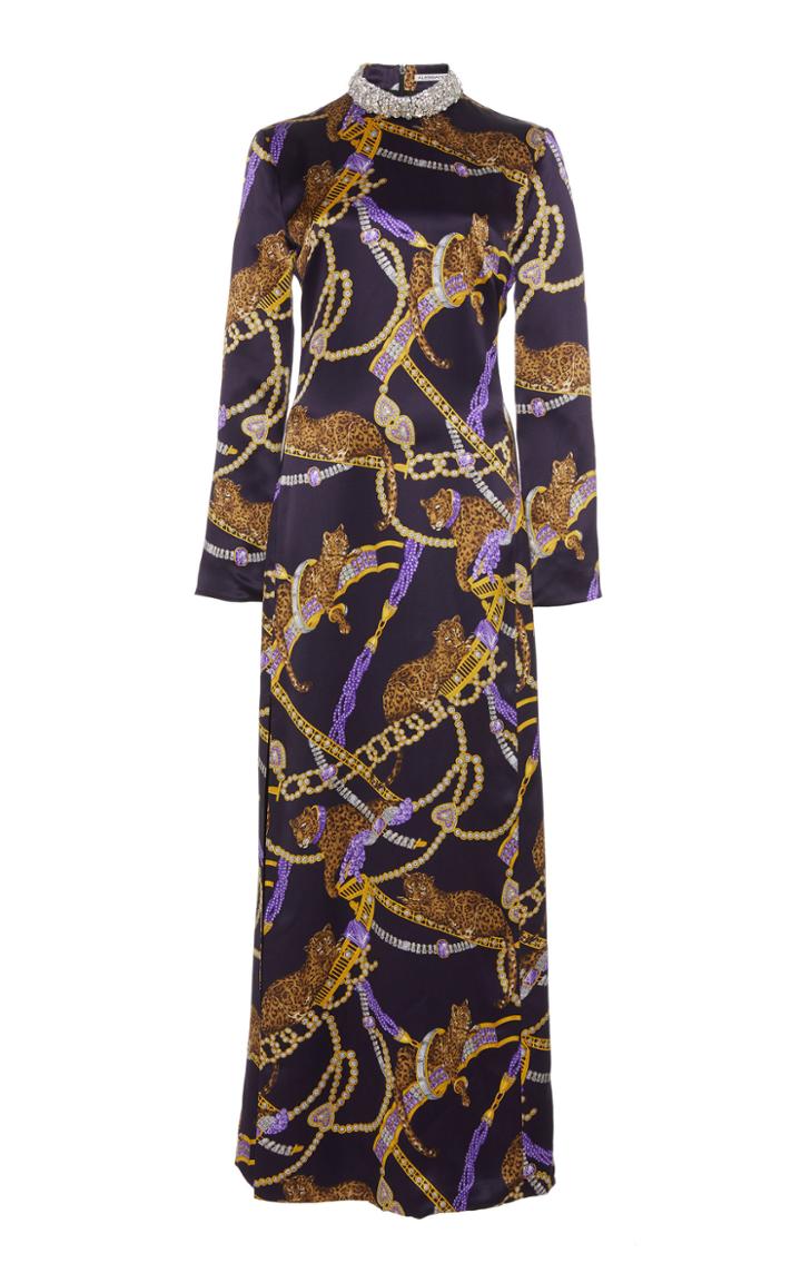 Alessandra Rich Embellished Mockneck Silk Dress