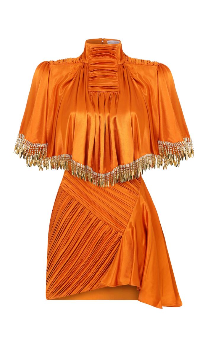Moda Operandi Raisa Vanessa Cape-effect Satin Mini Dress