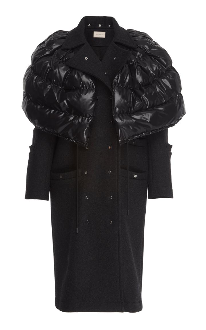 Christopher Kane Studded Double-breasted Puffer Cape Wool Coat