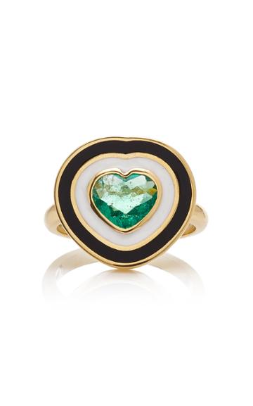 Sig Ward 18k Gold Emerald And Enamel Ring