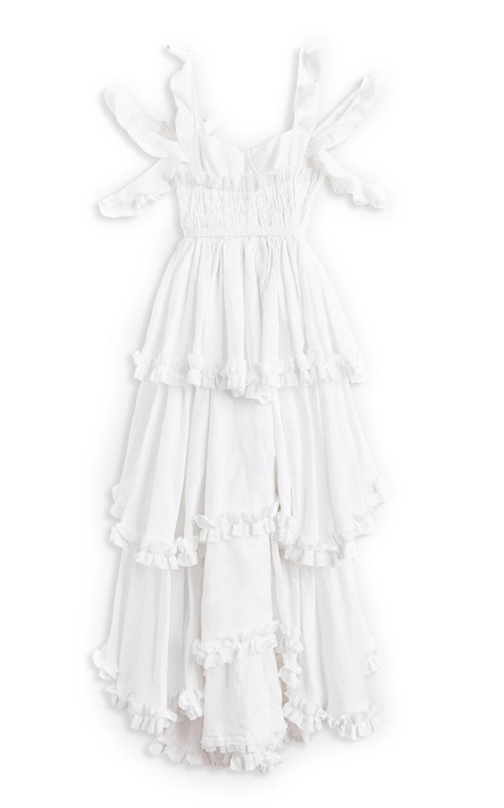 Moda Operandi Brock Collection Samanta Tiered Linen Cold-shoulder Maxi Dress