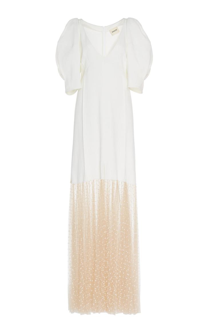 Khaite Dorothy Tulle Detail Poplin Dress