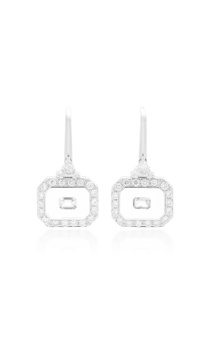 Nikos Koulis Universe Square Drop Earrings With White Diamonds And Enamel