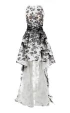Pamella Roland Embroidered Lace High Low Gown With Ostrich Plumes