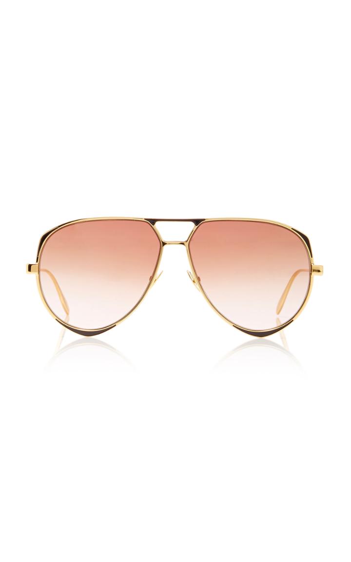 Alexander Mcqueen Gold-tone Metal Aviator Sunglasses