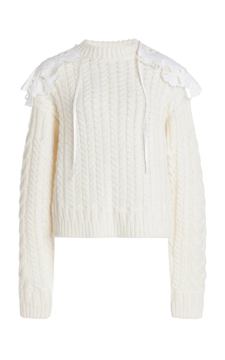 Moda Operandi Cecilie Bahnsen Monse Lace-detailed Wool-blend Sweater