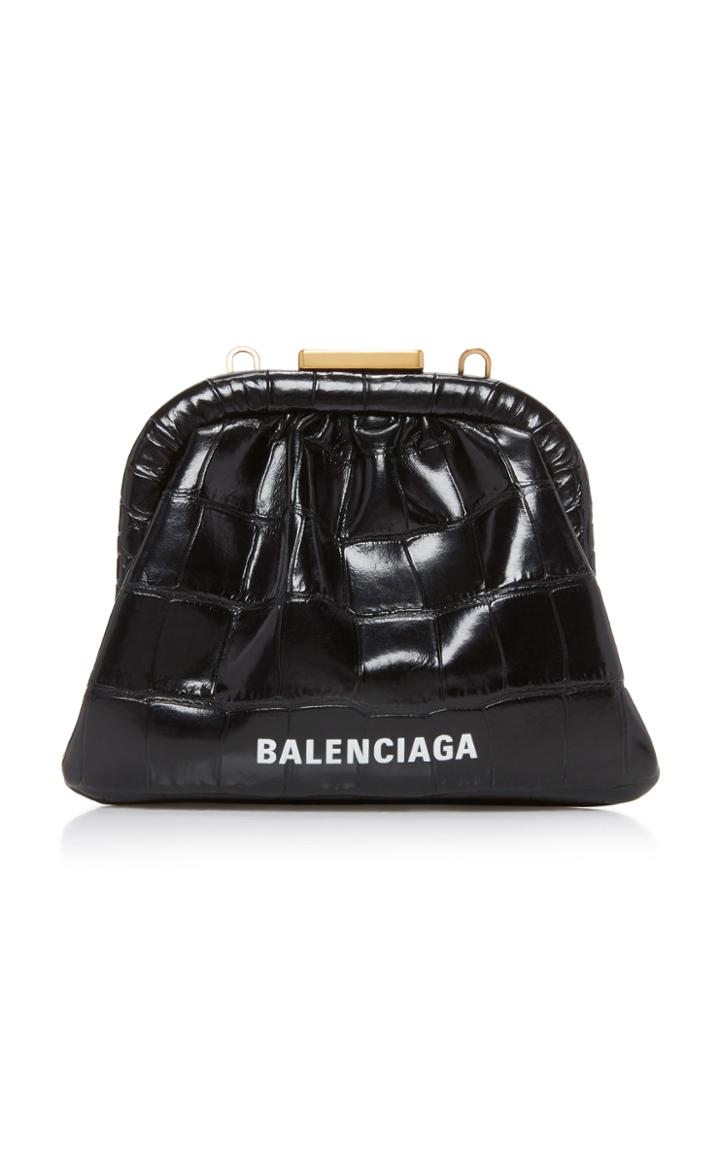 Balenciaga Cloud Croc-effect Leather Coin Purse