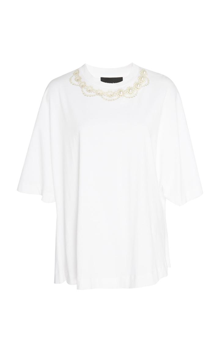 Simone Rocha Faux Pearl-embellished Cotton-jersey T-shirt